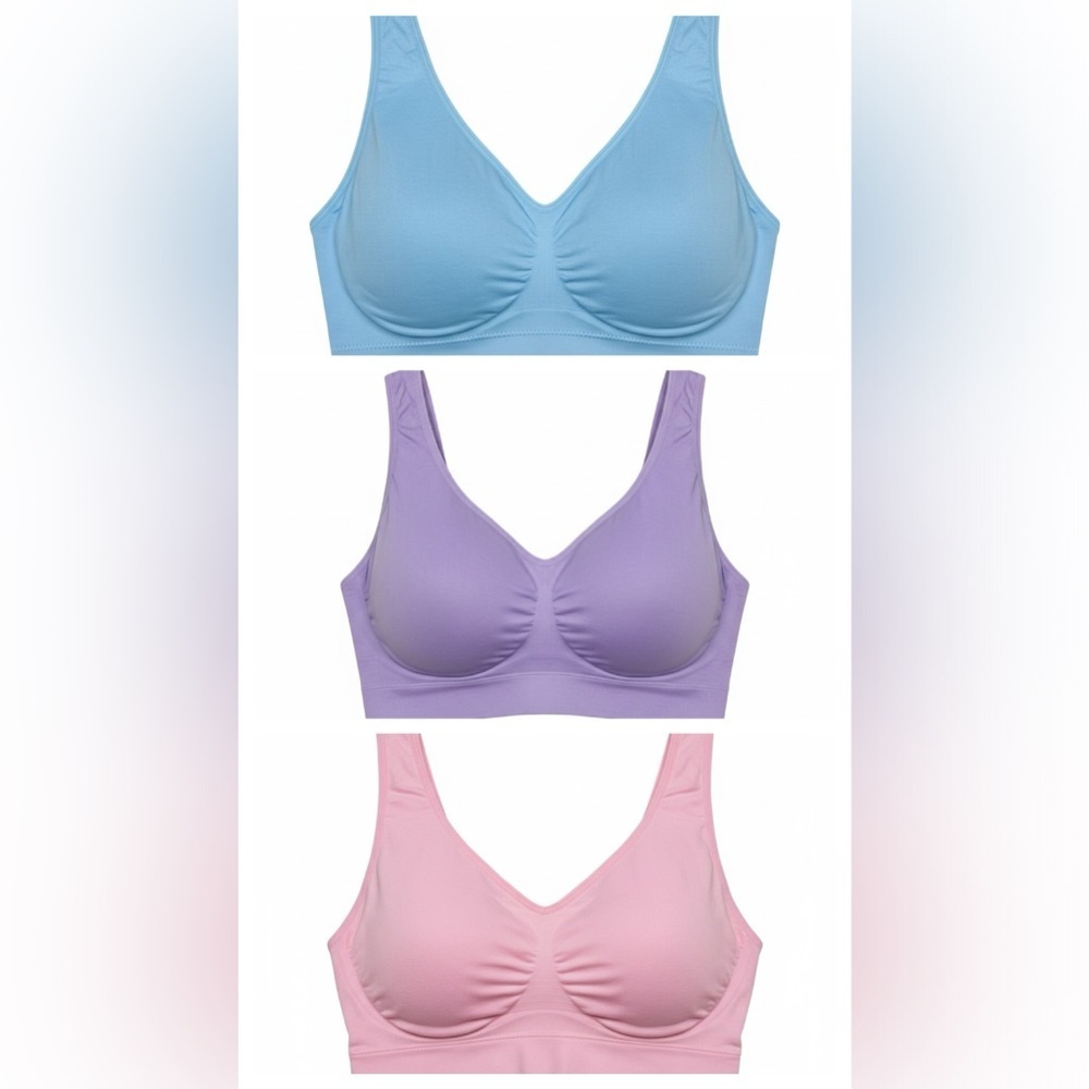 Elegant Essentials Women's Bra Set - Blue, Purple, and Pink